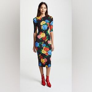 Alice + Olivia Floral Delora Print Black Dress